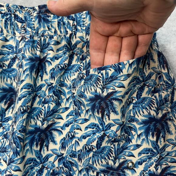 Rock & Roll Denim Swim Short Mens S Tropical Volley Blue Cream Stretch Pull On - Picture 6 of 13